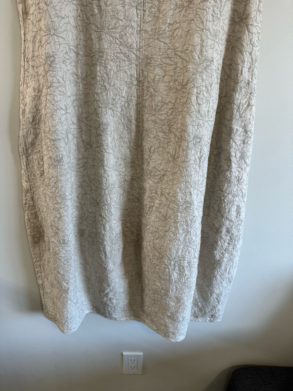 Oska Stitch Embroidered 100% Linen Sleeveless Midi Dress Size 1 (6-8) Neutral - Picture 10 of 14